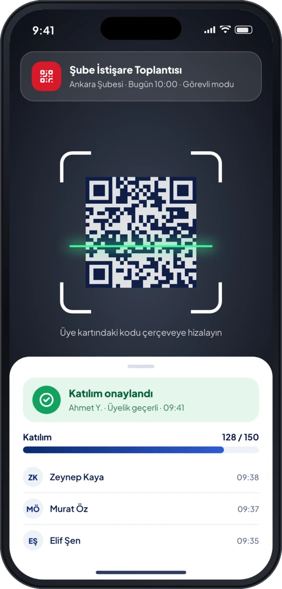 QR ile yoklama ekranı
